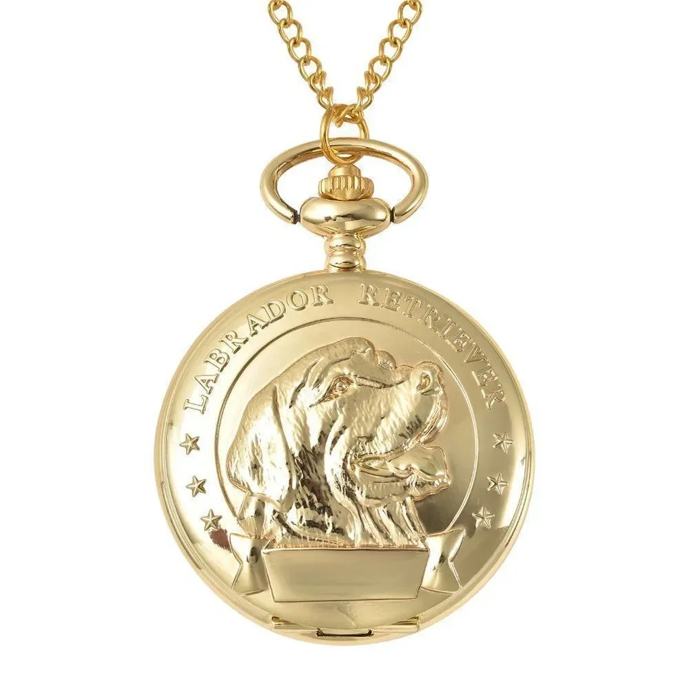 STRADA Labrador Pocket Watch in Goldtone with Chain 31 Inches